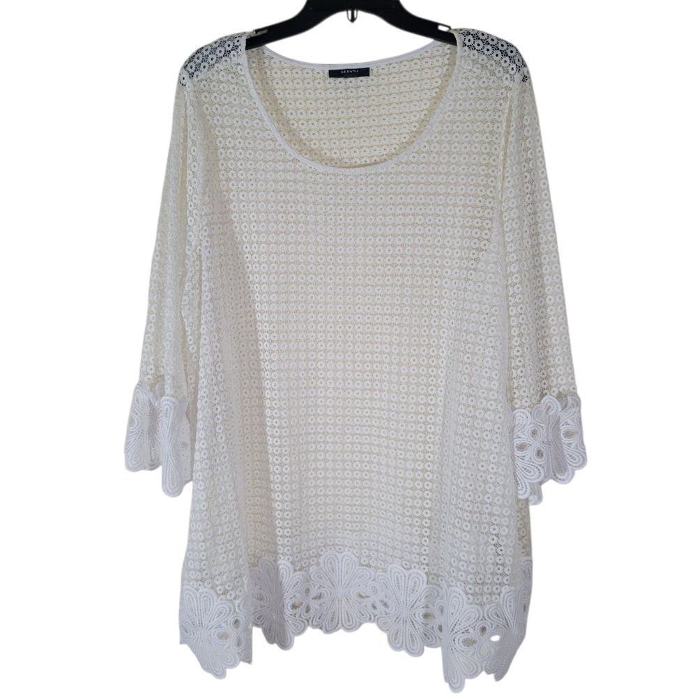 Alfani | Lace Crochet Tunic Top 3X Bohemian Festival Vacation Beach Cover Up